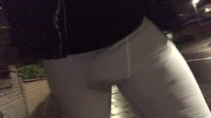 late evening - walking home after Gym in Compression Shorts