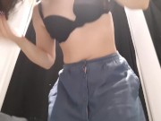 Sexy teen masturbates in the fitting room (public masturbation)