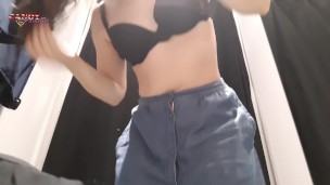 Sexy teen masturbates in the fitting room (public masturbation)