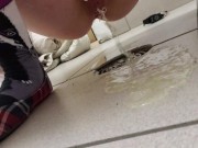 Pissing On The Gas Station Floor In Fishnets 6/16