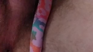 Wearing a friend's panties while playing.