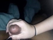Amazing Ameture handjob makes guy pre cum an exsplode huge load