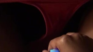 Horny girl moaning softly while sneaky masturbation
