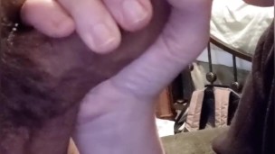 Tonguing his cock after he drains my breasts of milk