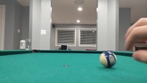 Stepbro bounces pool ball while counting to 10 while his toilet flushes