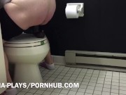 Fucking my fat ass in the bathroom and rubbing my clit till I cum