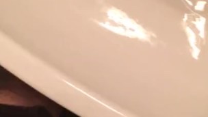Teen masturbates and cums in sink
