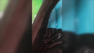 Wearing Latex in a bathtub with slime