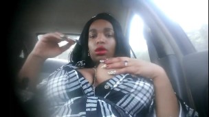 BBW Plays with Big Tits in Public