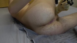 Teen works his tight ass with anal beads