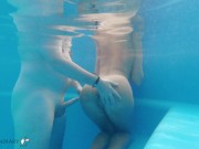 naked underwater fuck in paradise infinity pool with cum on ass