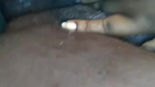 Chubby black anime girl plays with cum soaked pussy