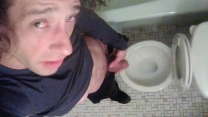 Morning Pre-Cum Leaking in Bathroom