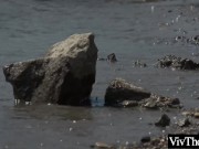 Hot blonde and sexy brunette fuck each other on a boat trip 1/16