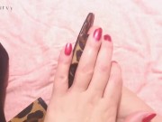 Carlycurvy plays in new heels and rubs bikini top and bottom on her feet  1/16