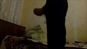 Russian guy plays with big cock
