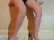 Feet & leg tease in dance leotard.  12/16