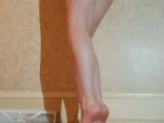 Feet & leg tease in dance leotard.  2/16
