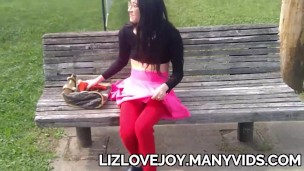 RISKY Dildo Fuck On Public Bench