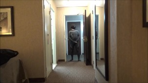 quick wetsuited cum at hotel room door