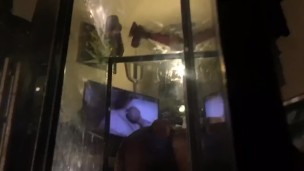 Huge dildo ride on a tank