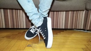 Sneakers, dirty socks, long toes play with socks - OlgaNovem