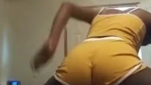Big booty ebony rides dildo