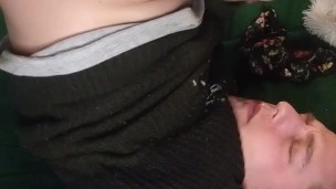 Long haired guy masturbates, talks dirty, fingers ass, and self-facials ;)