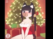 Christmas Cat Girl sucking cock and drinking sperm 11/16