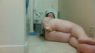 fucking my fat beauitful ass with my 14 inch dildo