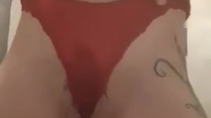 Pee in my sexy red panties