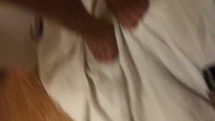 Sissy cum hands free nylon feet huge dildo