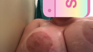 Soapy shower tit play 