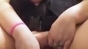 Chubby white girl fucks herself!