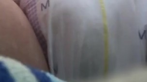Daddy makes Little Diaper Girl Wet in the car with a vibrator inside her