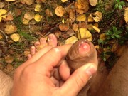 boy with a big dick shoots 3 streams of cum in the forest 13/16