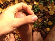 boy with a big dick shoots 3 streams of cum in the forest 15/16