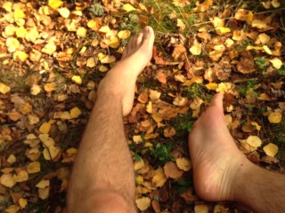 boy with a big dick shoots 3 streams of cum in the forest