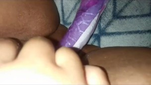 Fat pussy cumming on dildo