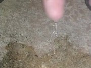 Stroking and peeing outside