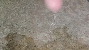 Stroking and peeing outside