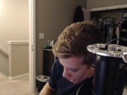 Stepbro eats pizza after being sucked dry by stepsis (Gone sexual!)