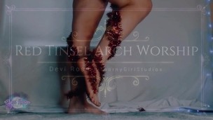 Red Tinsel Arch Worship