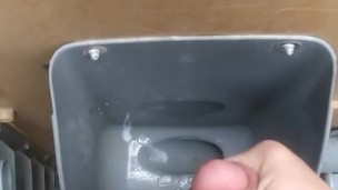 Solo male in a portapotty