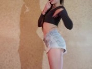 Dance & Strip to Nude from bluejean shorts & croptop 2/16