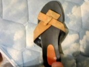 Vacuuming my dick and cum on a beautiful ex friend's sandal.
