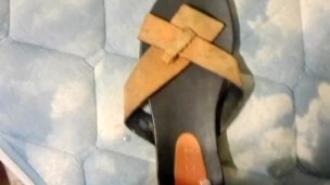 Vacuuming my dick and cum on a beautiful ex friend's sandal.