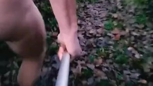 Crazy long naked walk in woods 