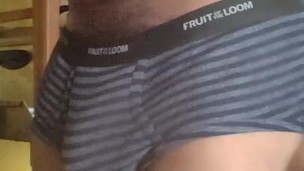 Showing off sexy Brief Bulge in public