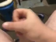 Stroking my throbbing cock